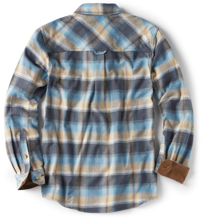CQR Men's 100% All Cotton Button Down Flannel Shirts, Long Sleeve Brushed Warm Soft Casual Outdoor Plaid Shirt, Plaid Ocean Sand, Large - Image 2